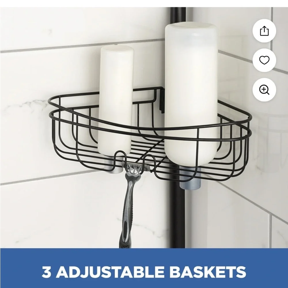 4-Tier Tension Pole Shower Caddy With Adjustable Baskets and Soap Tray